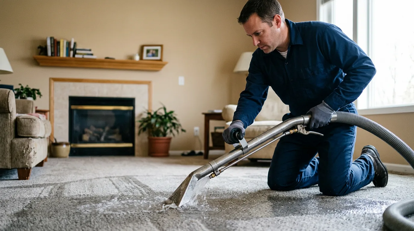 Water damage restoration technician working near Hendersonville, NC